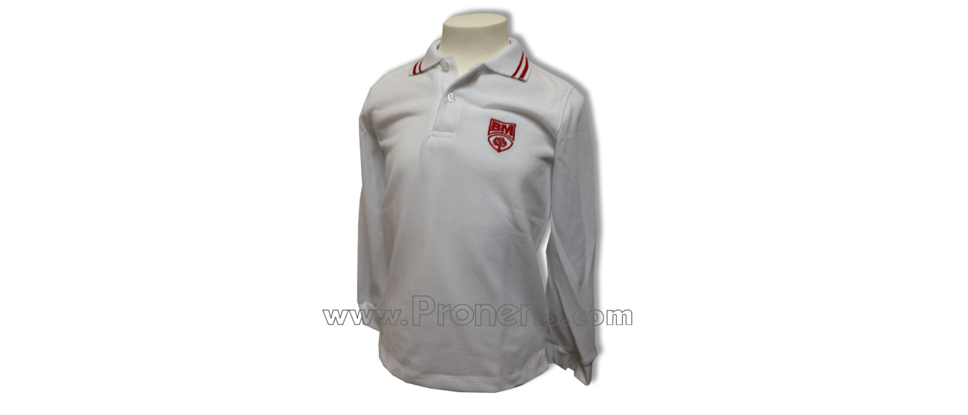 Manufacturer of long-sleeve school shirts for school uniforms - double red stripe