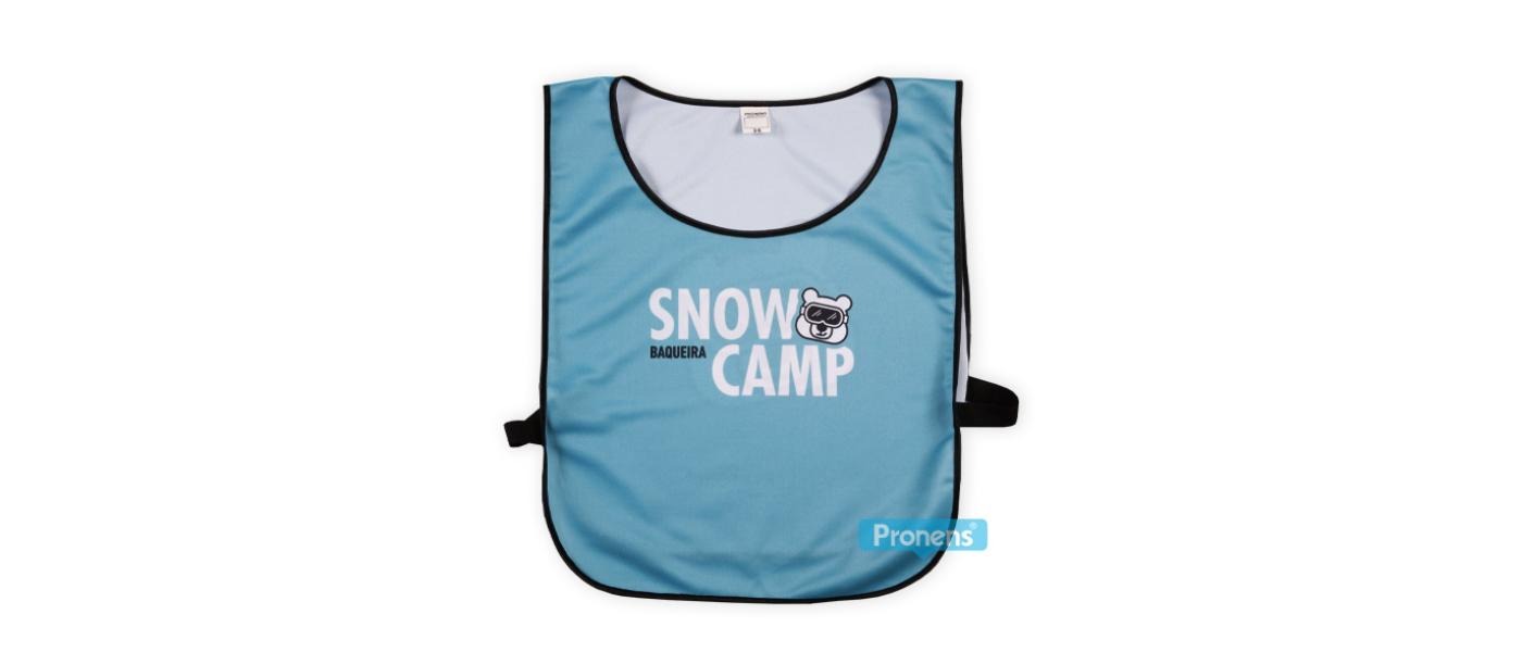 Fabricante de petos de esquí personalizados abiertos con goma elástica lateral para Escuela esquí snow camp Baqueira