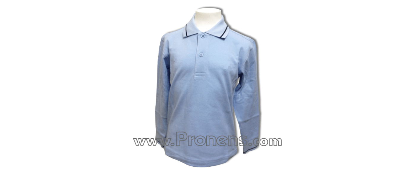Manufacturer of long-sleeved school polo shirts for school uniforms - light blue
