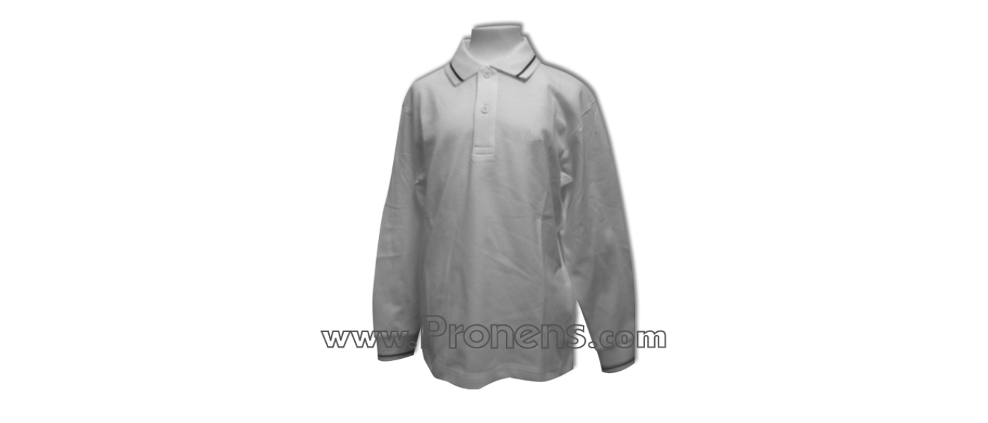 Manufacturer of long sleeve school polo shirts for school uniforms - navy stripe