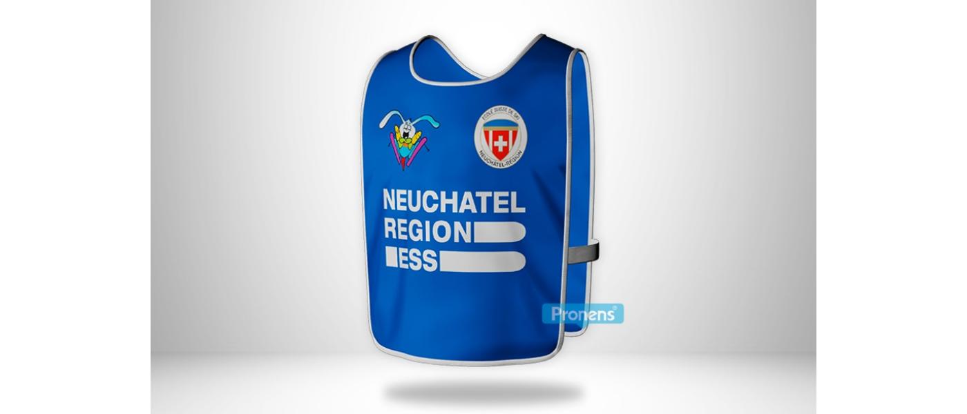 Peto esquí personalizado con banda elástica lateral para Ecole Suisse de Ski azul royal