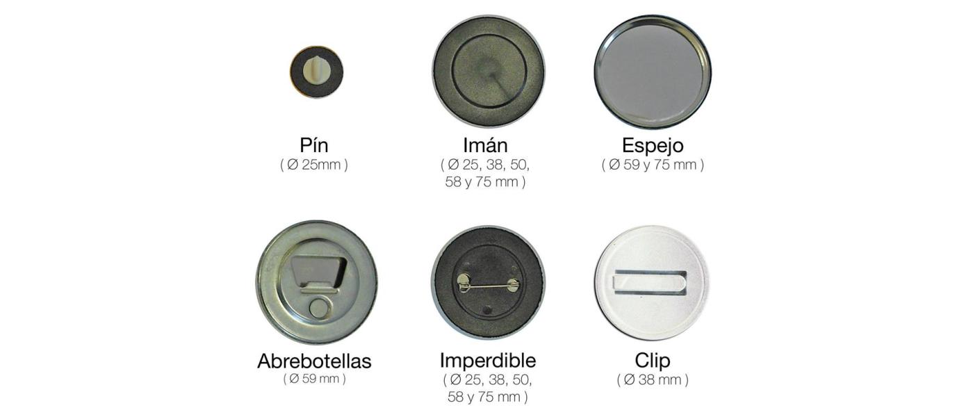 Opcions disponibles per a la part de darrere de xapes personalitzades