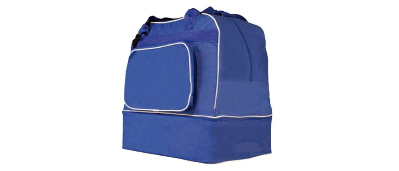 Manufacturer of personalized sports bags with a shoe compartment for schools and sports clubs - blue color