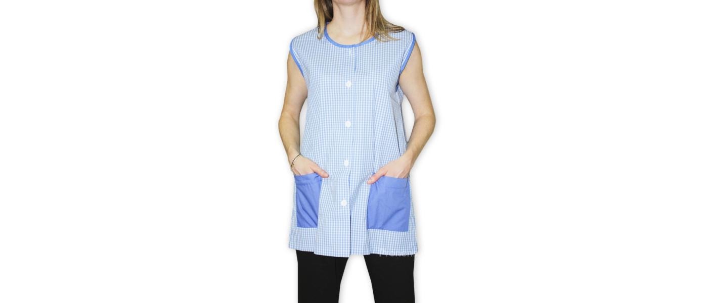 Fabricante de bata de verano sin mangas personalizada para educadora infantil - modelo