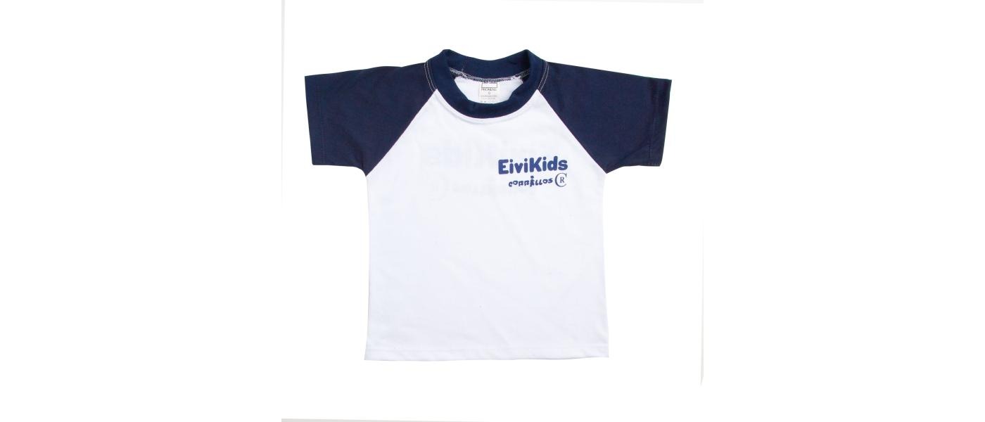 Fabricant de t-shirts scolaires bicolores personnalisés pour crèche - marine et blanc