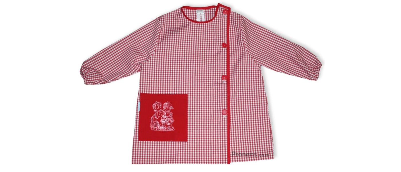 Fabricant barnús bates escolar de guarderia personalitzats de vichí quadre vermell