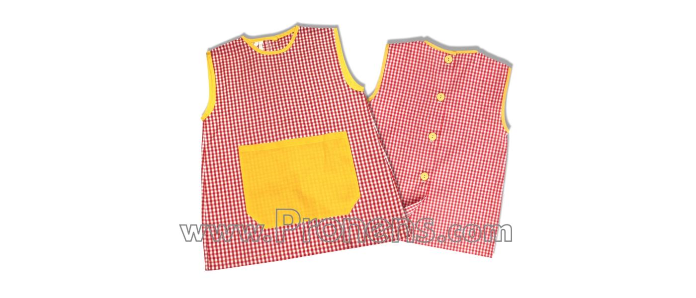 Fabricant barnús escolars de guarderia sense mànigues personalitzades - esquena botó