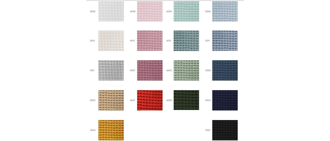 Fabricant de barnús ponxo infantil en teixit orgànic gofre niu d’abella - carta de colors