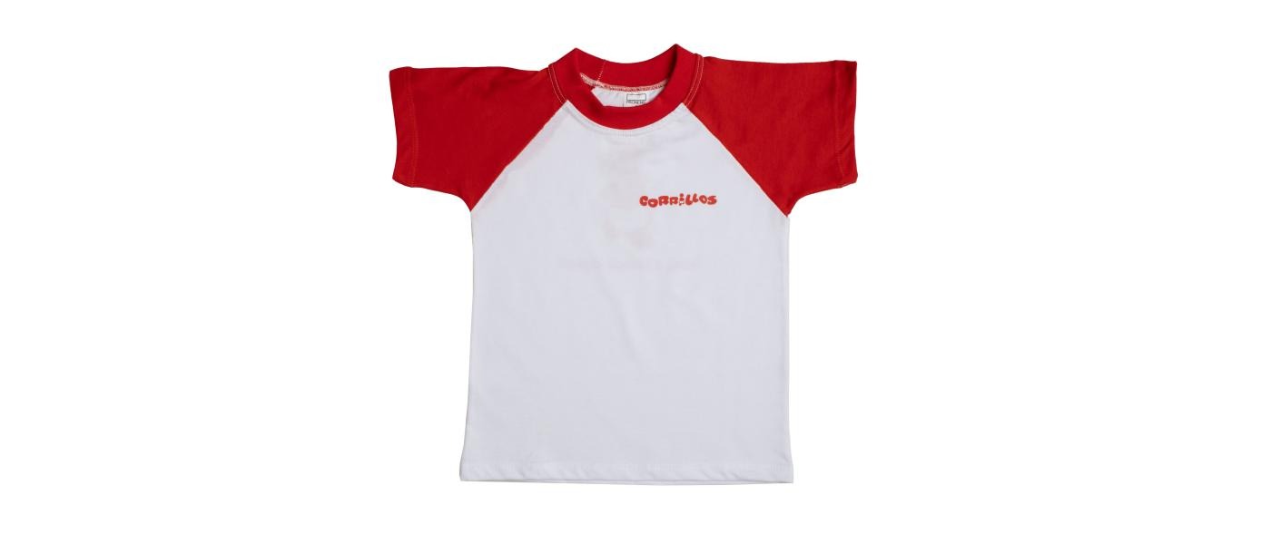 Fabricant de t-shirts scolaires maternelle bicolores personnalisées - rouge et blanc