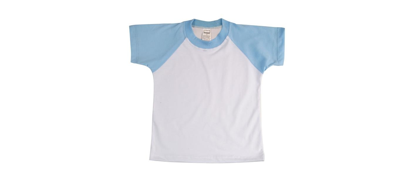 Fabricant de t-shirts scolaires garderie bicolores personnalisées - bleu ciel et blanc