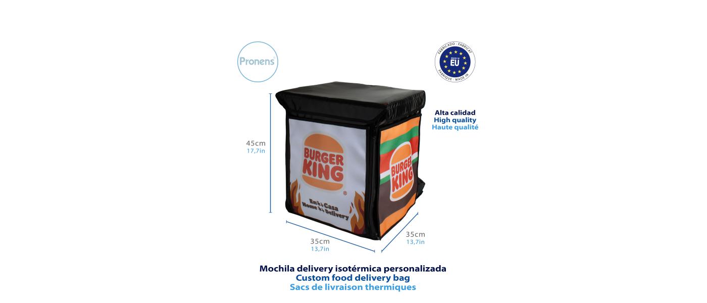 Fabricant de motxilles delivery personalitzades per a repartiment de menjar en esdeveniments - mides