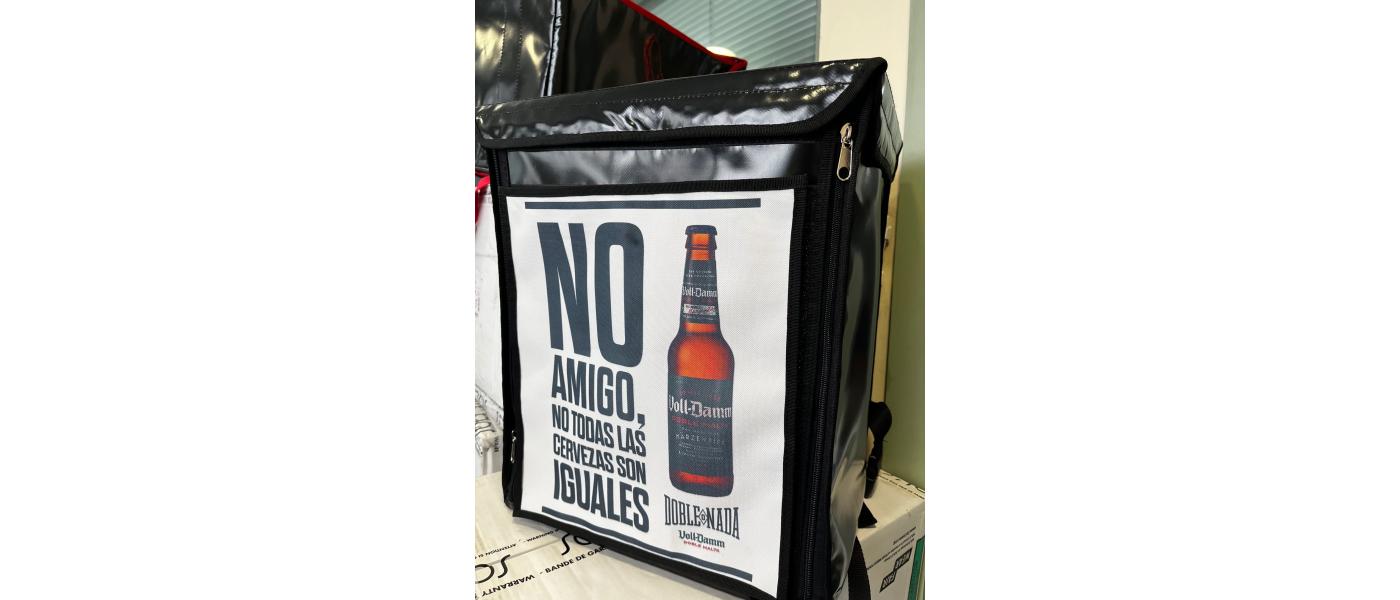 Fabricant de motxilles delivery personalitzades per a repartiment de menjar en esdeveniments - cervesa