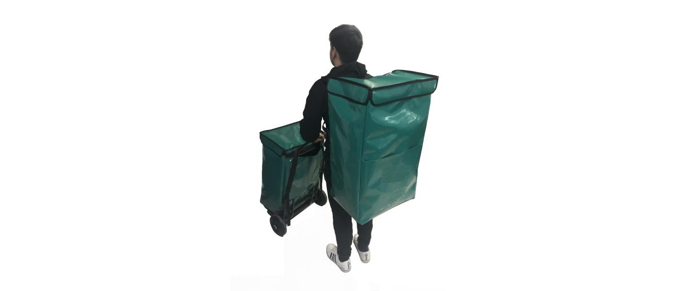 Bag for delivery car and trolley with handles to carry like a backpack - Jumbo delivery cart bag