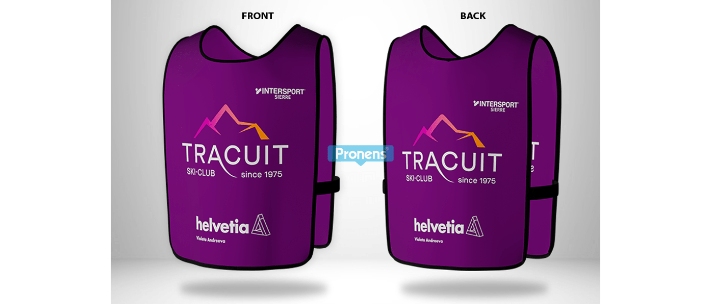 Peto de esquí personalizado elástico lateral para estación de esquí Intersport Tracuit