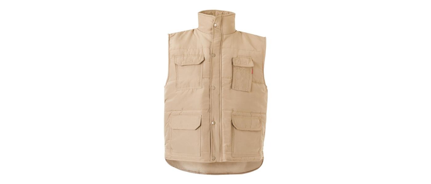 Chaleco acolchado multibolsillo personalizado - beige