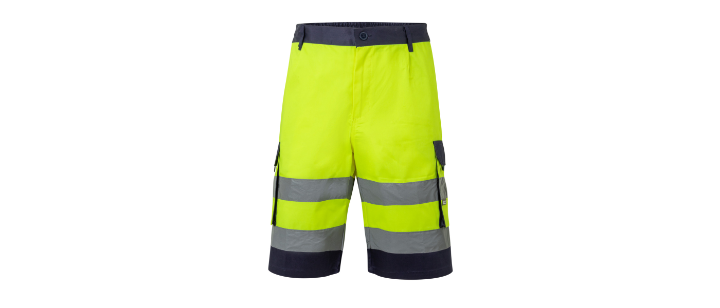 Fabricant bermuda haute visibilité personnalisée - jaune fluo