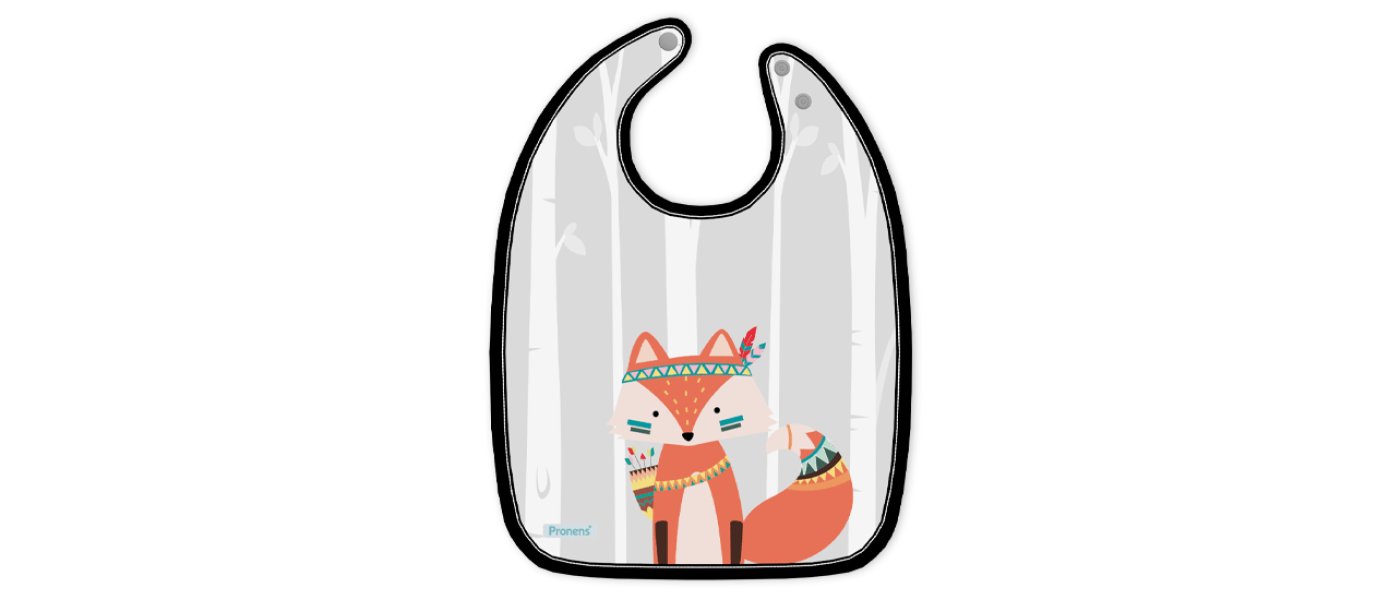 Manufacturer of children's microfiber waterproof and quick-drying bibs for daycare Ref.02.5500.3 Tribal Fox