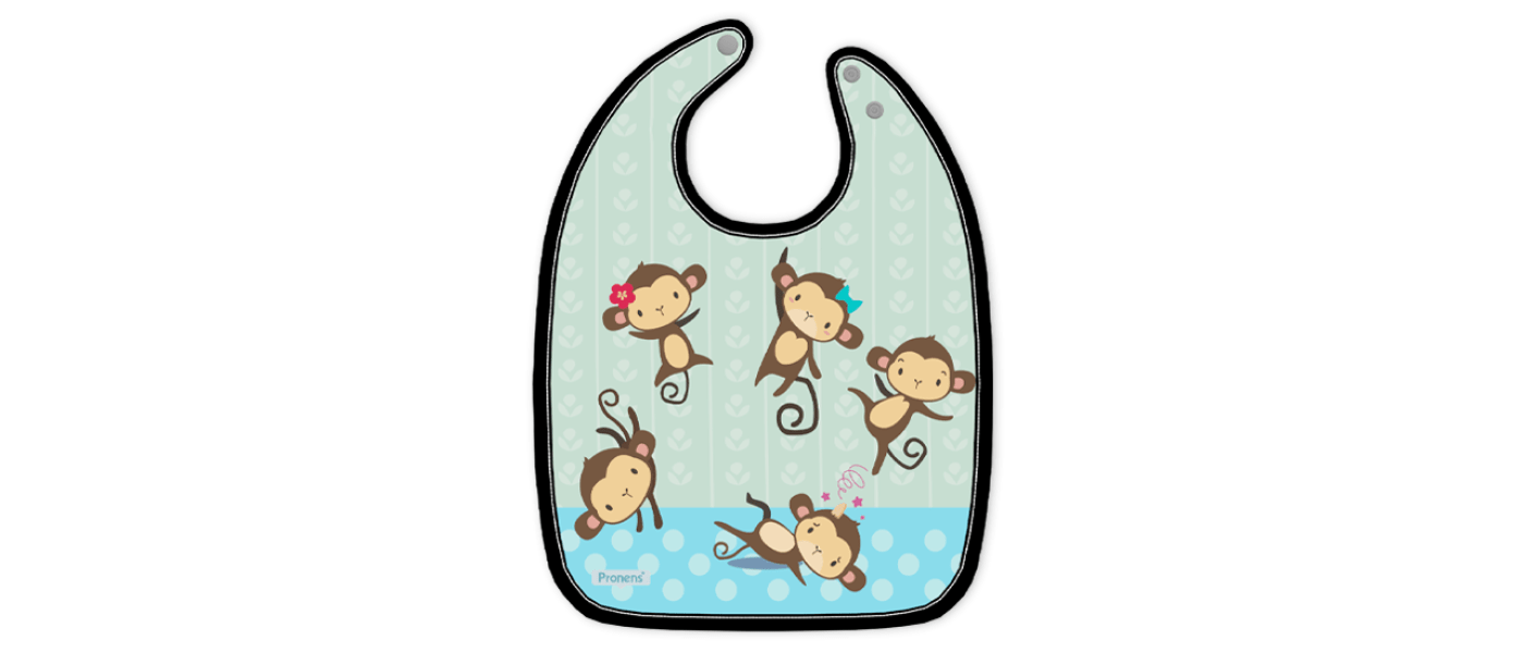Manufacturer of waterproof and quick-drying microfiber daycare baby bibs Ref. 02.5500.7 Five Little Monkeys Jumping on the Bed