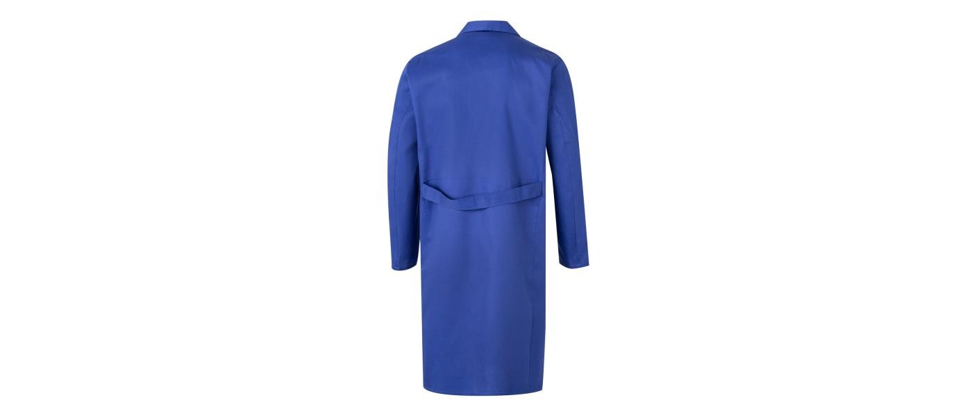 bata larga azul trabajo - espalda