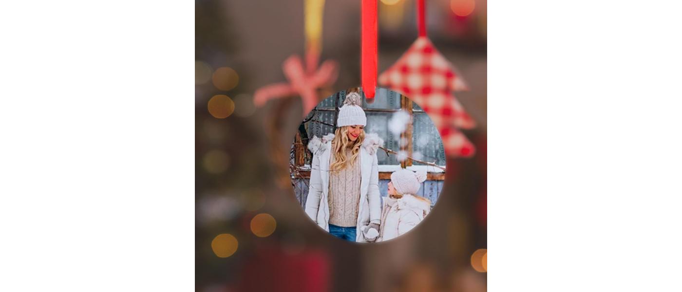 Fabricante de colgantes y detalles personalizados para árbol navidad - redonda impresa