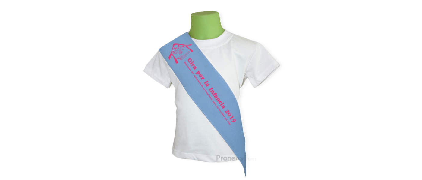 Children's light blue graduation sash - Children's graduation sashes Pronens