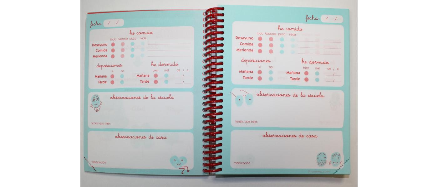 Personalized kindergarten agenda - Pronens daycare school agenda, daily monitoring