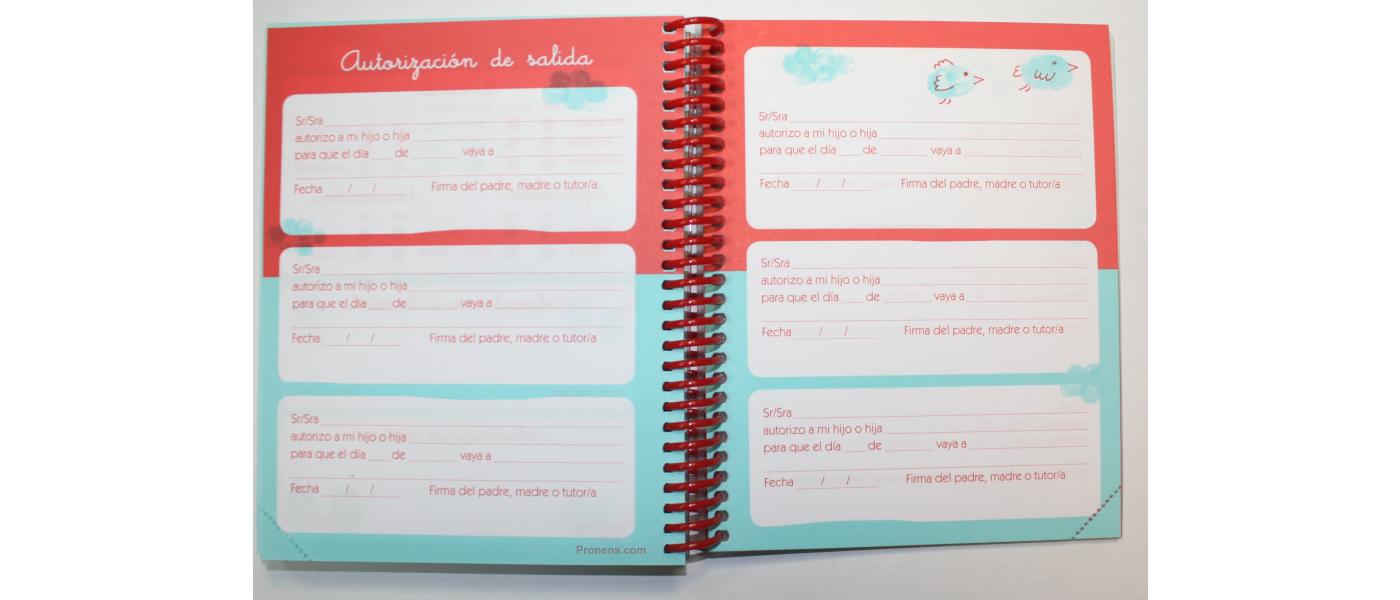 Customized nursery agenda - Pronens nursery school agenda, exit authorization