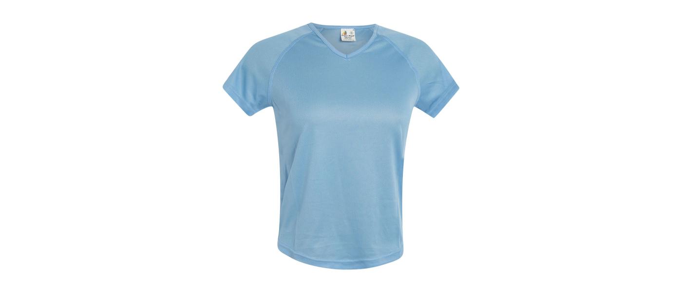 Fabricante camiseta entallada deporte mujer personalizada - celeste