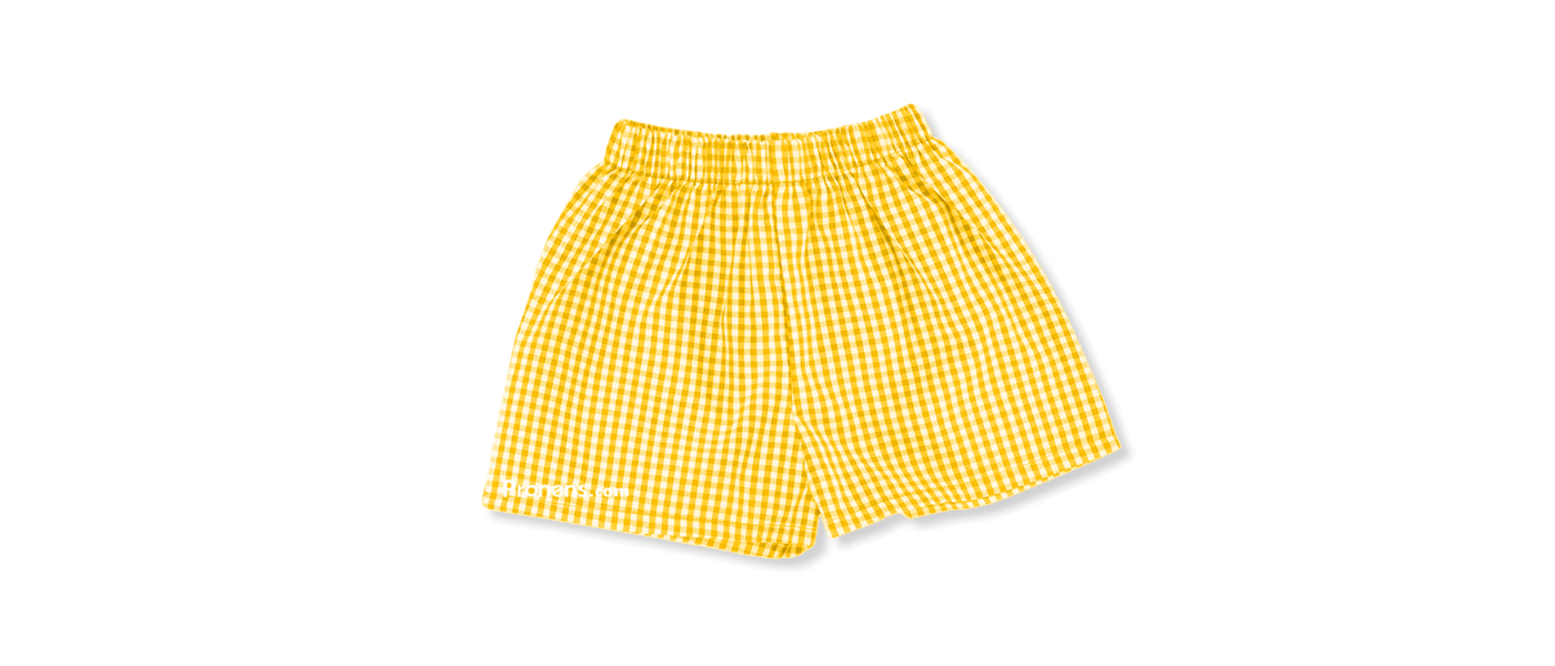 Fabricant pantalon court vichy uniforme crèche - jaune