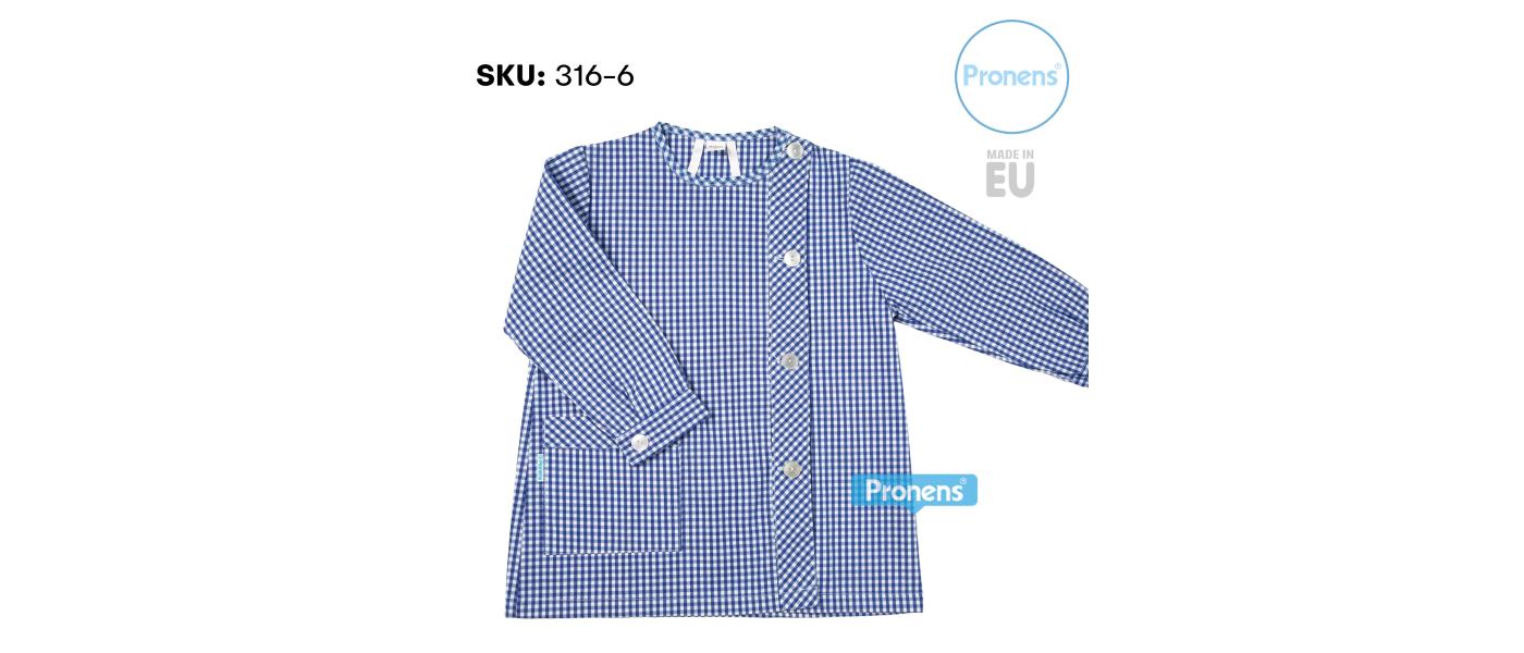 Fabricant de blouses scolaires à boutons sans empiècement personnalisées pour écoles motif carré bleu