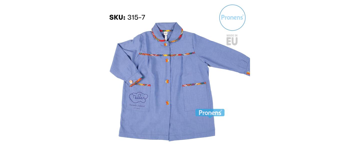 Manufacturer of personalized school smocks for schools blue lined
