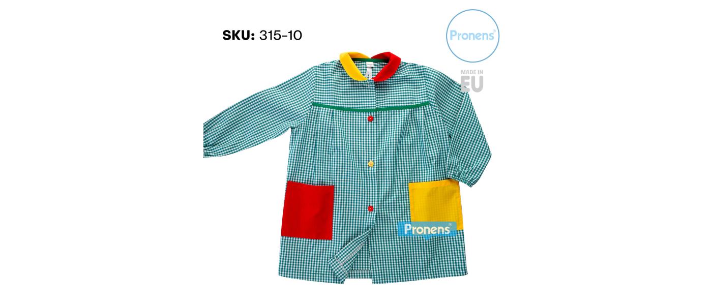 Manufacturer of custom school smocks for schools in aquamarine color palette