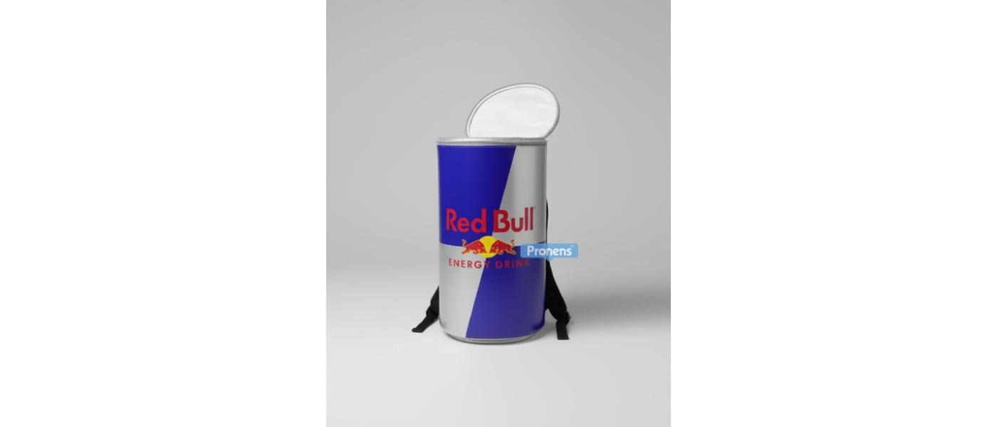 Fabricante mochila isotérmica con forma cilíndrica de envase lata para reparto de bebidas