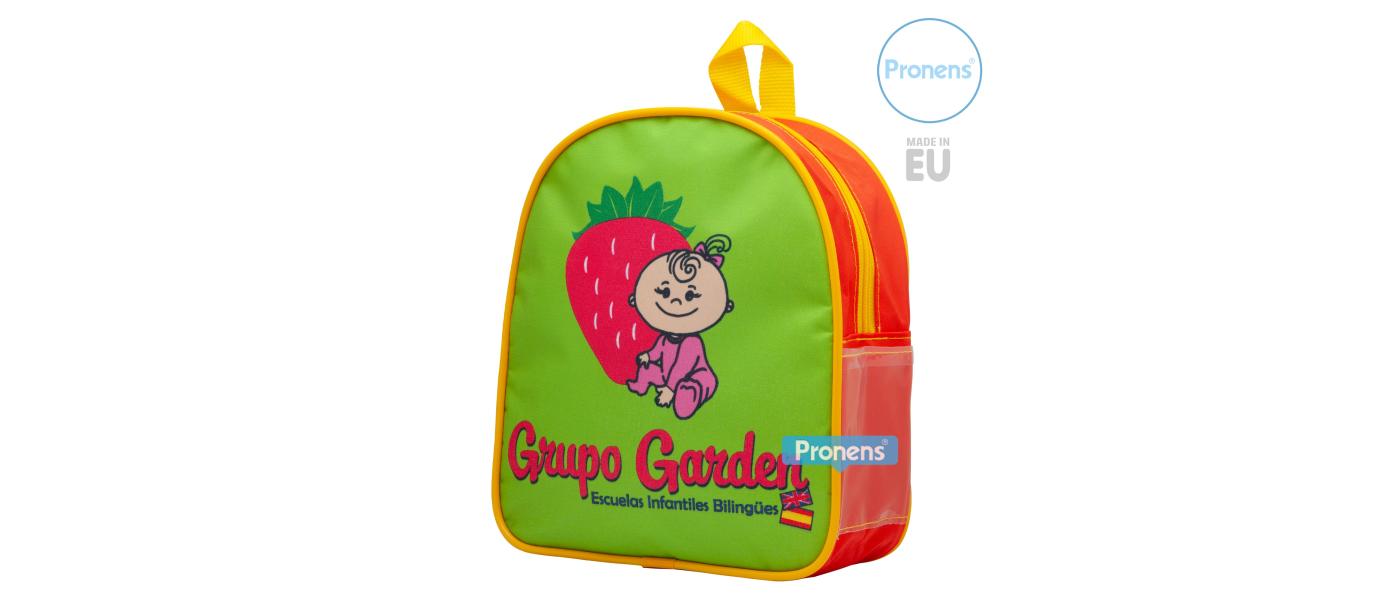 Fabricante mochilas escolares guardería personalizadas para guardería escuela infantil Grupo Garden Madrid