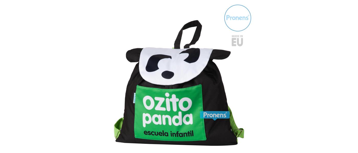 Fabricante mochila de tela acolchada personalizada de colegios y guarderías para escuela infantil ozito panda