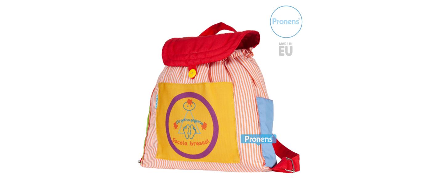 Fabricante mochila de tela acolchada personalizada de colegios y guarderías para escuela infantil petits gegants