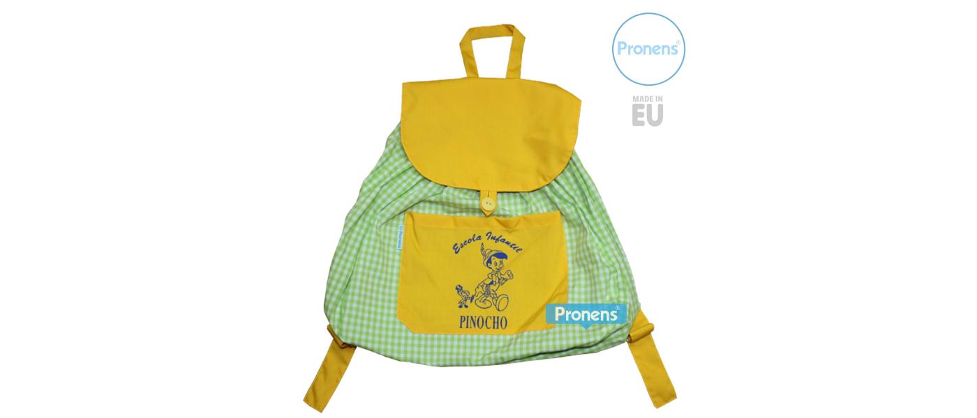 Fabricante mochila guardería de tela personalizada cuadro pistacho