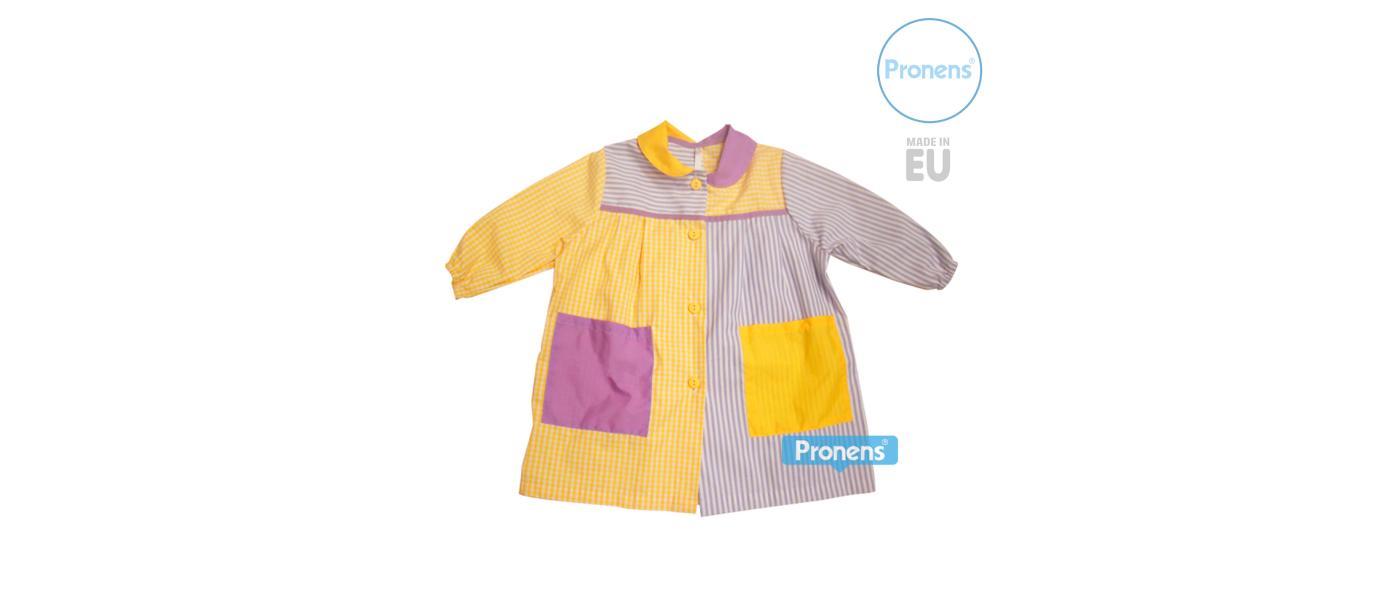 fabricante de batas babis escolares botones patchwork personalizadas - frontal 2