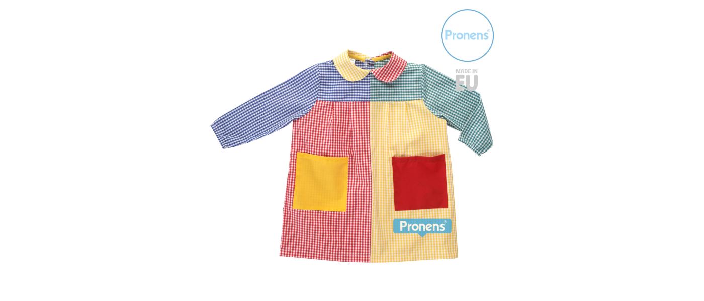 school smocks manufacturer custom patchwork buttoned aprons - front