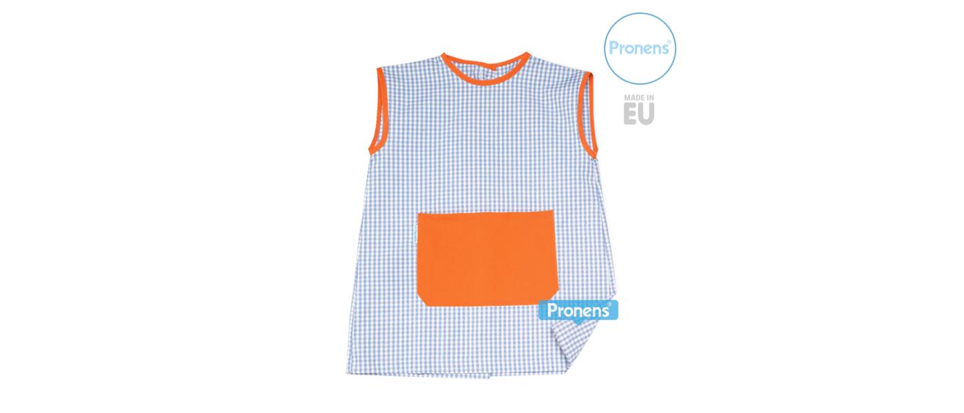 Fabricant de blouses d'école maternelle sans manches personnalisées vichy carré orange