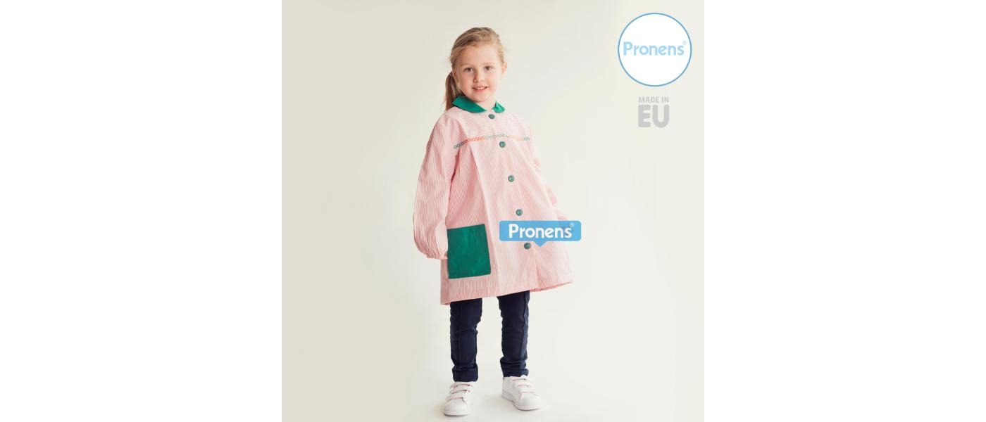 Fabricante batas babis personalizadas para colegios con canesú - raya rosa