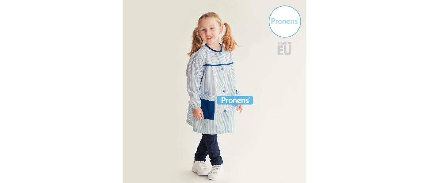 Fabricante batas babis personalizadas para colegios con canesú - raya azulón