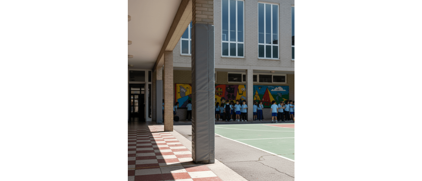 Fabricante de protecciones acolchadas a medida para columnas de patios de colegios y equipamientos deportivos