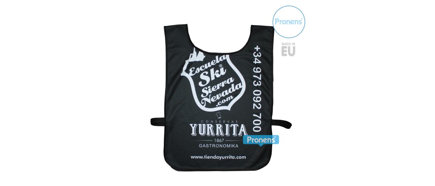 Personalized ski bib with side elastic band for Friendship Ski Club.