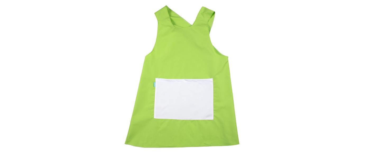Fabricante de delantal con la espalda cruzada para maestras educadoras infantiles - liso pistacho