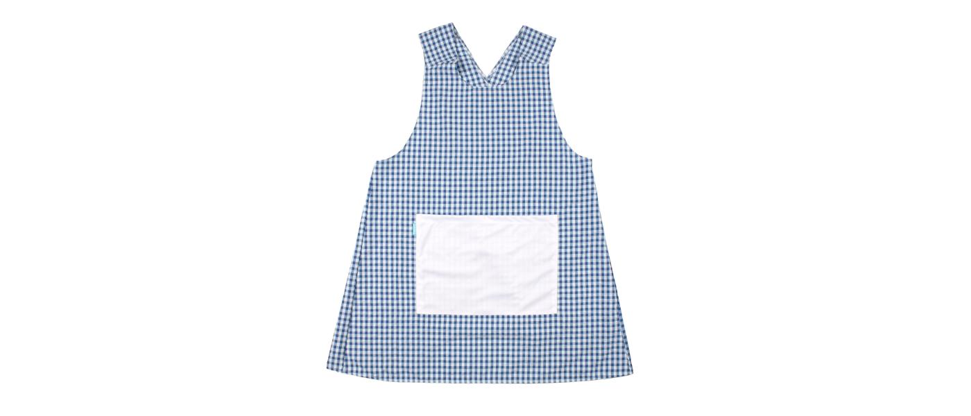 Fabricante de delantal con la espalda cruzada para maestras educadoras infantiles - cuadro lola azul