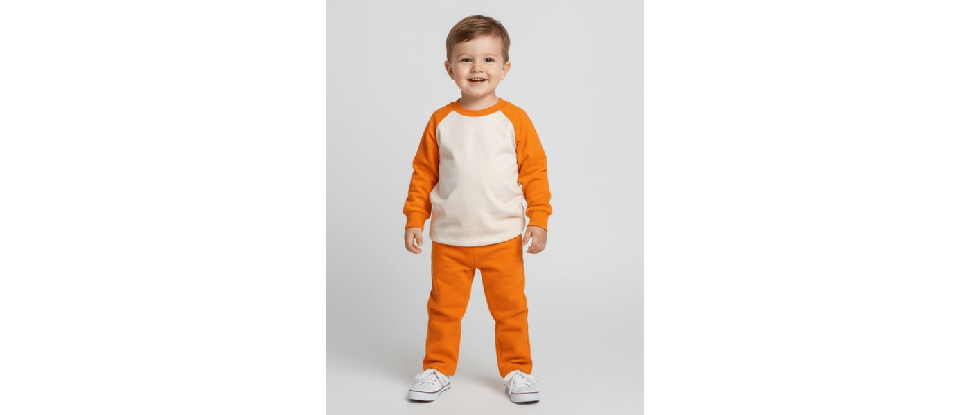 Fabricante chándals guardería escolares personalizados promoción naranja