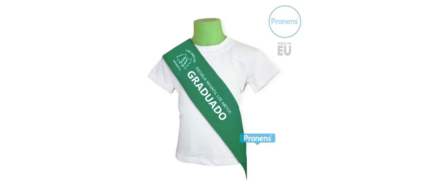 Manufacturer of green children's graduation sashes - Pronens kindergarten graduation sashes