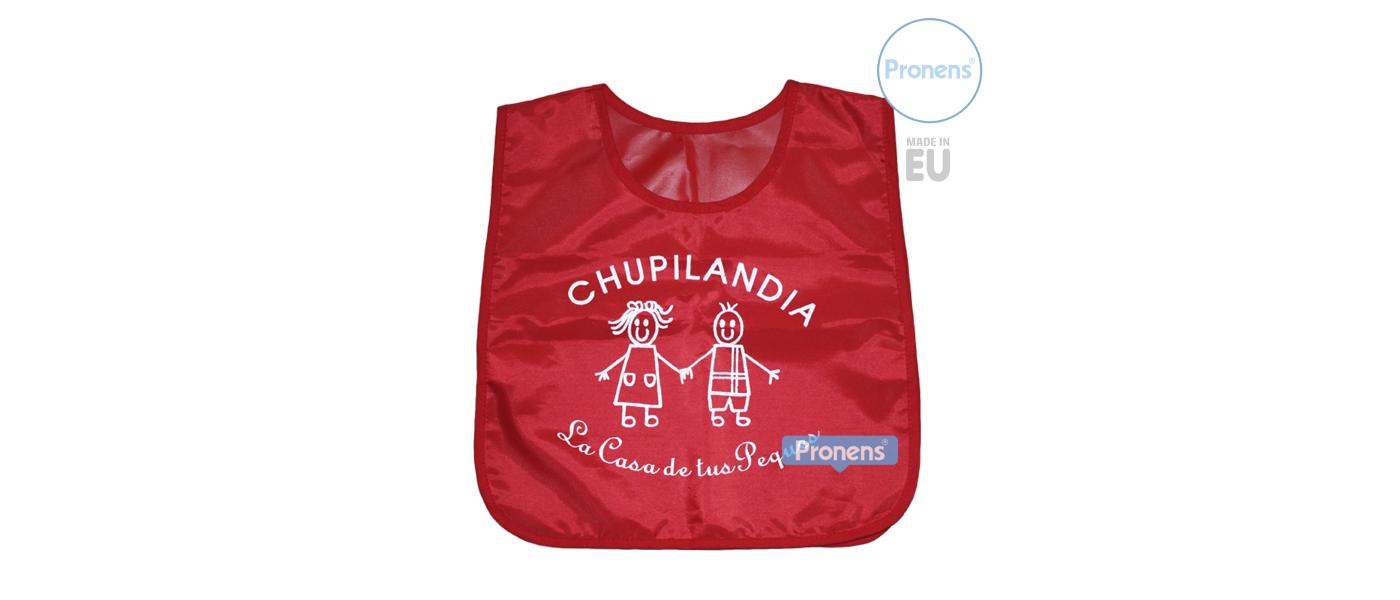 Fabricante peto identificativo escolar de tela impermeable personalizado para guardería chupilandia