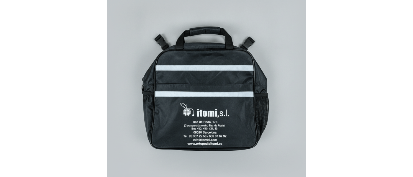 Bolsas de transporte adaptadas para sillas de ruedas personalizadas para tiendas de ortopedia y geriátricos - Ortopedia Itomi s.l.